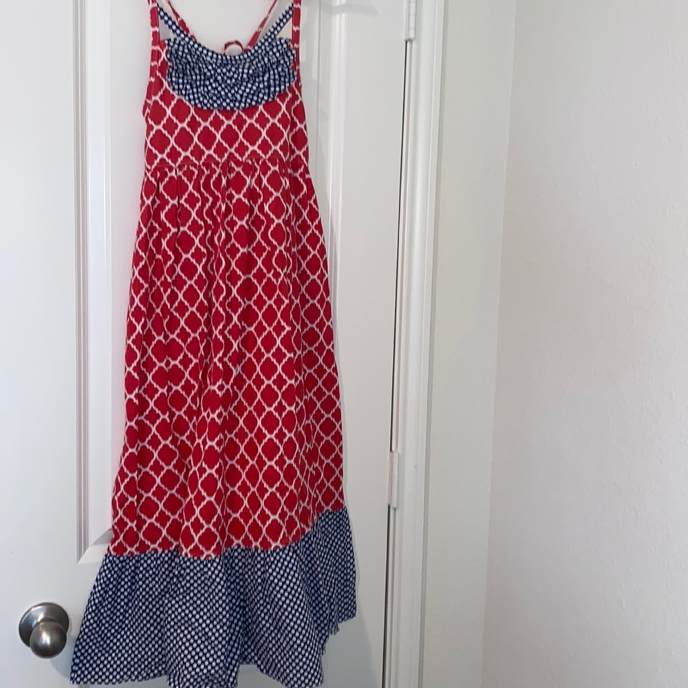 Girls Dress with Adjustable Straps. Red and Navy Blue Sz 10-14.
